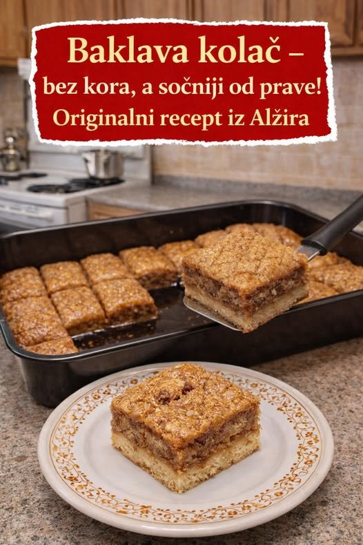 BAKLAVA KOLAČ – BEZ KORA, a sočniji od prave…ORginalni recept iz Alžira… - featured image