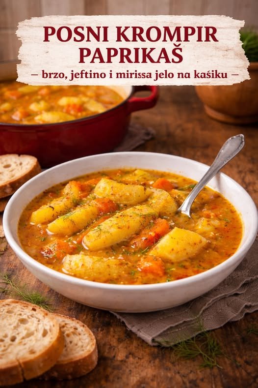 Posni krompir paprikaš – brzo, jeftino i mirisno jelo na kašiku - featured image