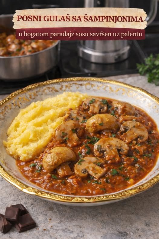 Posni gulaš sa šampinjonima…U bogatom paradajz sosu – savršen uz palentu - featured image