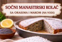 Sočni manastirski kolač sa orasima i makom (na vodi) Sočni manastirski kolač sa orasima i makom (na vodi) - featured image