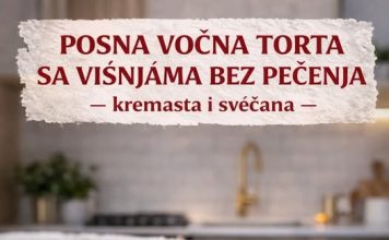 Posna voćna torta sa višnjama bez pečenja – kremasta i svečana Posna voćna torta sa višnjama bez pečenja – kremasta i svečana - featured image