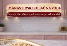 Manastirski kolač na vodi, bez ulja i bez belog šećera, jednostavan i prirodno sladak Manastirski kolač na vodi, bez ulja i bez belog šećera, jednostavan i prirodno sladak - featured image
