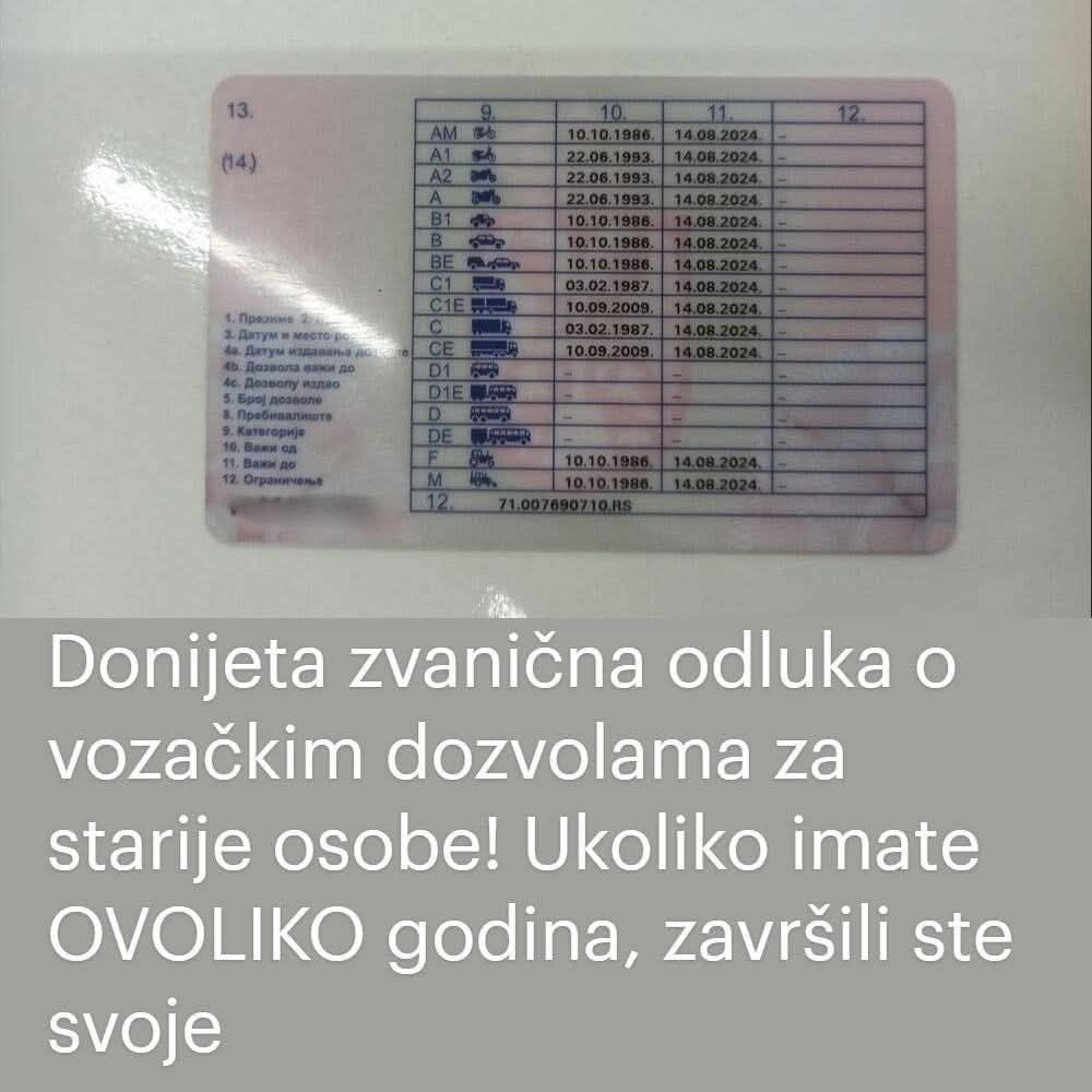 Stigla odluka o vozačkim dozvolama za osobe starije do 50 godina! Ukoliko imate ovoliko godina, završili ste svoje.. - featured image