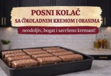 Posni kolač sa čokoladnim kremom i orasima, neodoljiv, bogat i savršeno kremast Posni kolač sa čokoladnim kremom i orasima, neodoljiv, bogat i savršeno kremast - featured image