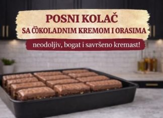Posni kolač sa čokoladnim kremom i orasima, neodoljiv, bogat i savršeno kremast Posni kolač sa čokoladnim kremom i orasima, neodoljiv, bogat i savršeno kremast - featured image