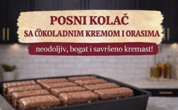 Posni kolač sa čokoladnim kremom i orasima, neodoljiv, bogat i savršeno kremast Posni kolač sa čokoladnim kremom i orasima, neodoljiv, bogat i savršeno kremast - featured image