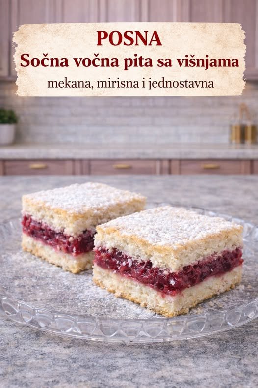 Posna sočna voćna pita sa višnjama, Mekana, mirisna i jednostavna - featured image Posna sočna voćna pita sa višnjama, Mekana, mirisna i jednostavna - featured image