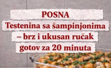 Posna testenina sa šampinjonima, brz i ukusan ručak gotov za 20 minuta Posna testenina sa šampinjonima, brz i ukusan ručak gotov za 20 minuta - featured image
