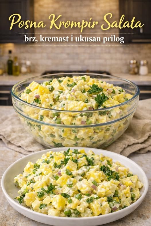 Posna krompir salata, brz, kremast i ukusan prilog - featured image