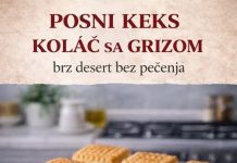 Posni keks kolač sa grizom – brz desert bez pečenja Posni keks kolač sa grizom – brz desert bez pečenja - featured image