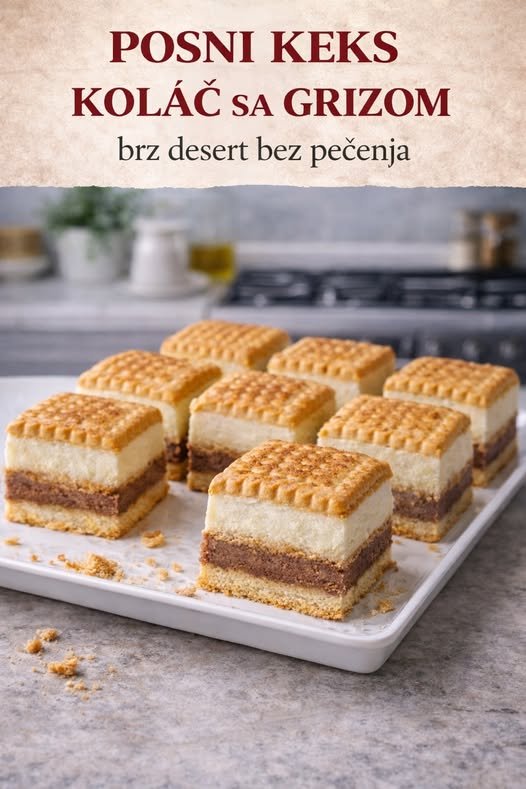 Posni keks kolač sa grizom – brz desert bez pečenja - featured image