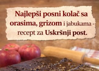 Najlepši posni kolač sa orasima, grizom i jabukama, recept za Uskrsnji post Najlepši posni kolač sa orasima, grizom i jabukama, recept za Uskrsnji post - featured image