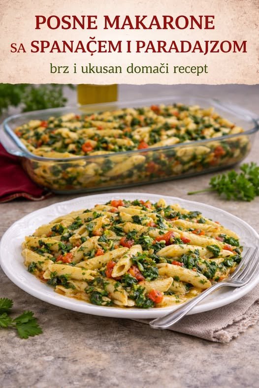 Posne makarone sa spanaćem i paradajzom…Brz i ukusan domaći recept - featured image