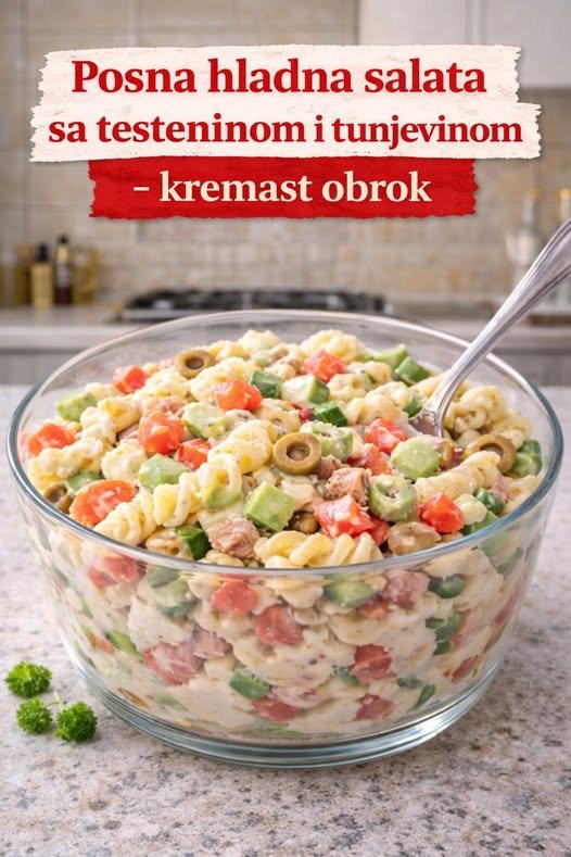 Posna hladna salata sa testeninom i tunjevinom, kremast obrok - featured image
