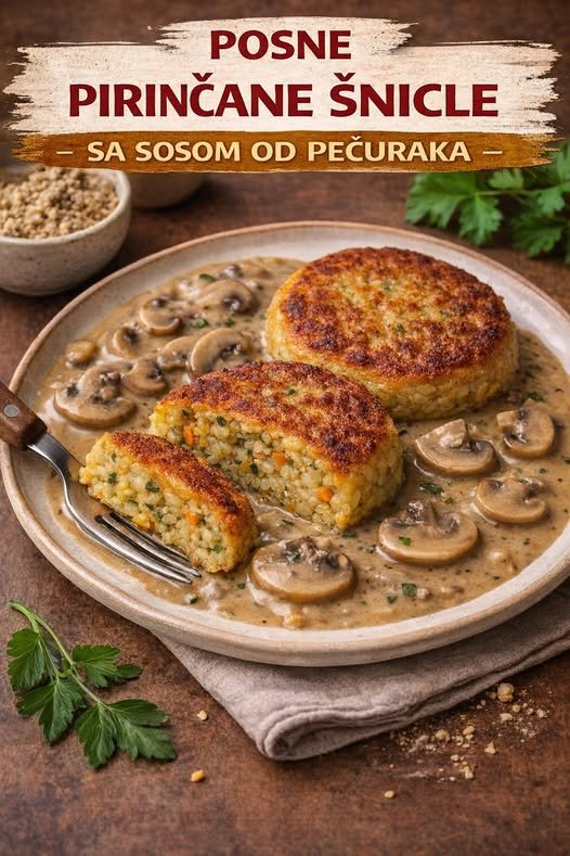 Posne pirinčane šnicle sa sosom od pečuraka - featured image