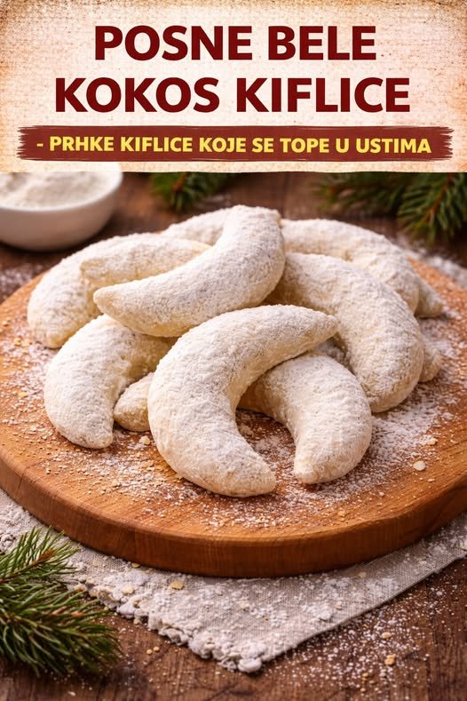 Posne bele kokos kiflice. Prhke kiflice koje se tope u ustima… - featured image