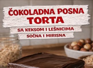 ČOKOLADNA POSNA TORTA sa keksom i lešnicima, sočna i mirisna… ČOKOLADNA POSNA TORTA sa keksom i lešnicima, sočna i mirisna… - featured image