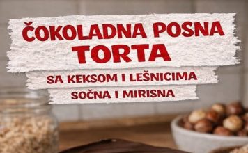 ČOKOLADNA POSNA TORTA sa keksom i lešnicima, sočna i mirisna… ČOKOLADNA POSNA TORTA sa keksom i lešnicima, sočna i mirisna… - featured image