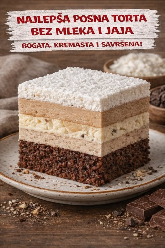 NAJLEPŠA POSNA TORTA bez mleka i jaja… Bogata, kremasta i savrsena… - featured image