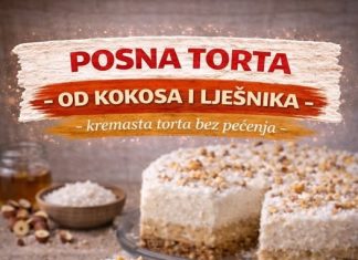 POSNA TORTA OD KOKOSA I LJEŠNIKA, kremasta torta bez pečenja… POSNA TORTA OD KOKOSA I LJEŠNIKA, kremasta torta bez pečenja… - featured image