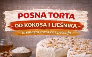 POSNA TORTA OD KOKOSA I LJEŠNIKA, kremasta torta bez pečenja… POSNA TORTA OD KOKOSA I LJEŠNIKA, kremasta torta bez pečenja… - featured image