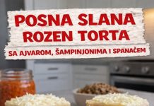 POSNA SLANA ROZEN TORTA (sa ajvarom, šampinjonima i spanaćem) POSNA SLANA ROZEN TORTA (sa ajvarom, šampinjonima i spanaćem) - featured image