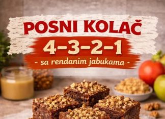 Posni kolač 4, 3, 2, 1, sa rendanim jabukam Posni kolač 4, 3, 2, 1, sa rendanim jabukam - featured image