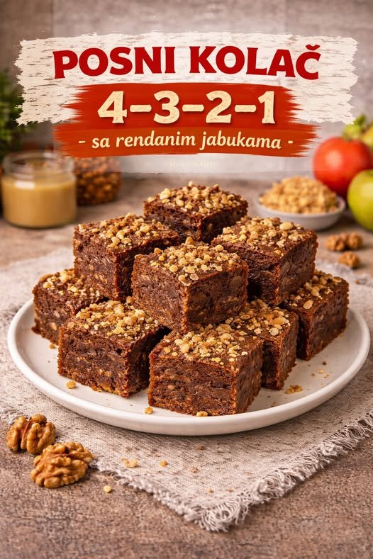 Posni kolač 4, 3, 2, 1, sa rendanim jabukam - featured image