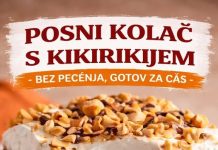 POSNI KOLAČ S KIKIRIKIJEM, bez pečenja, gotov za čas POSNI KOLAČ S KIKIRIKIJEM, bez pečenja, gotov za čas - featured image