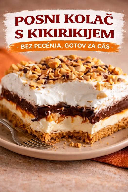 POSNI KOLAČ S KIKIRIKIJEM, bez pečenja, gotov za čas - featured image