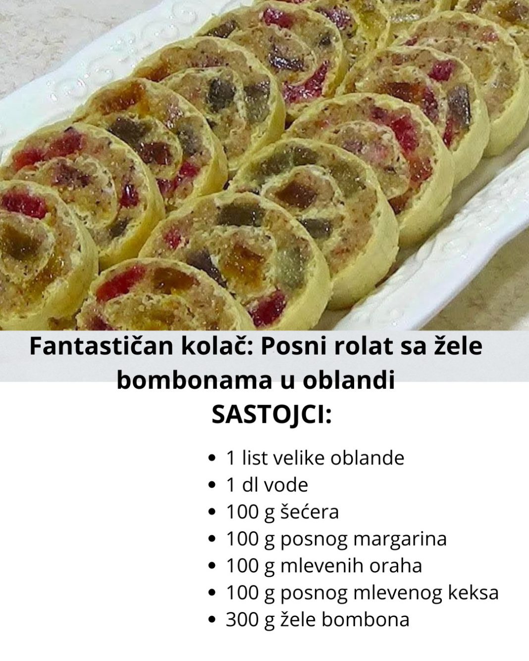 Fantastičan kolač: Posni rolat sa žele bombonama u oblandi - featured image