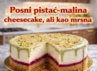 Posni pistać-malina cheesecake, ali kao mrsna Posni pistać-malina cheesecake, ali kao mrsna - featured image
