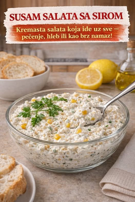  SUSAM SALATA SA SIROM. Kremasta salata koja ide uz sve – pečenje, hleb ili kao brz namaz - featured image
