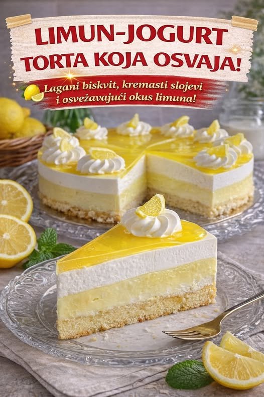 LIMUN-JOGURT TORTA KOJA OSVAJA! – Lagani biskvit, kremasti slojevi i osvežavajući okus limuna! - featured image
