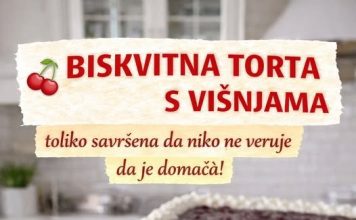 BISKVITNA TORTA S VIŠNJAMA – toliko savršena da niko ne veruje da je domaća! BISKVITNA TORTA S VIŠNJAMA – toliko savršena da niko ne veruje da je domaća! - featured image