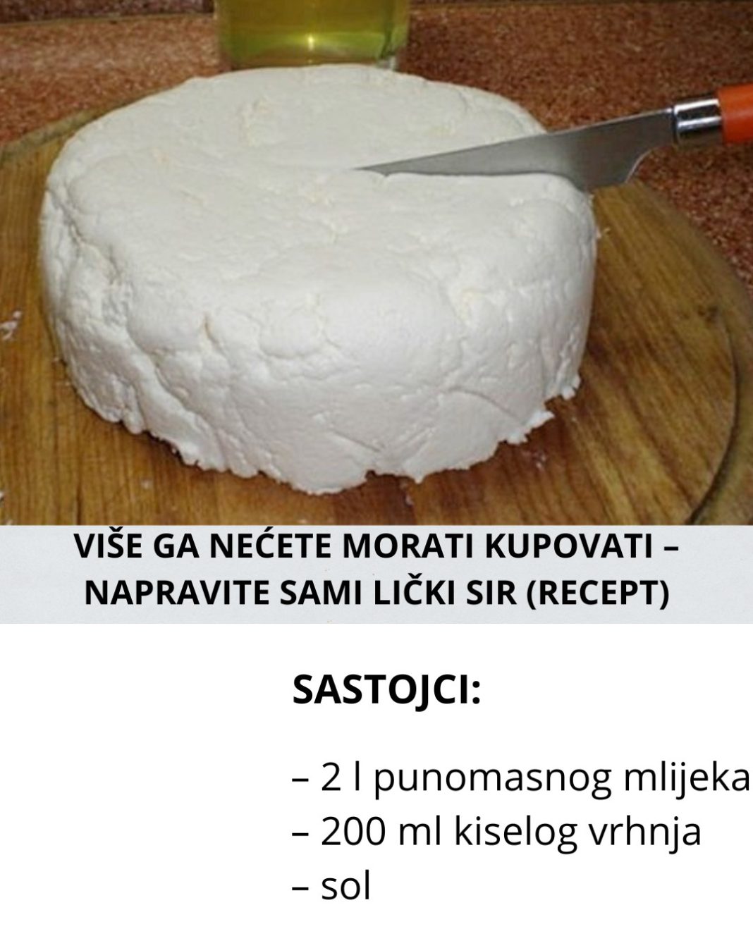 Više ga neće MORATI KUPOVATI – Napravite sami Lički sir (RECEPT) - featured image
