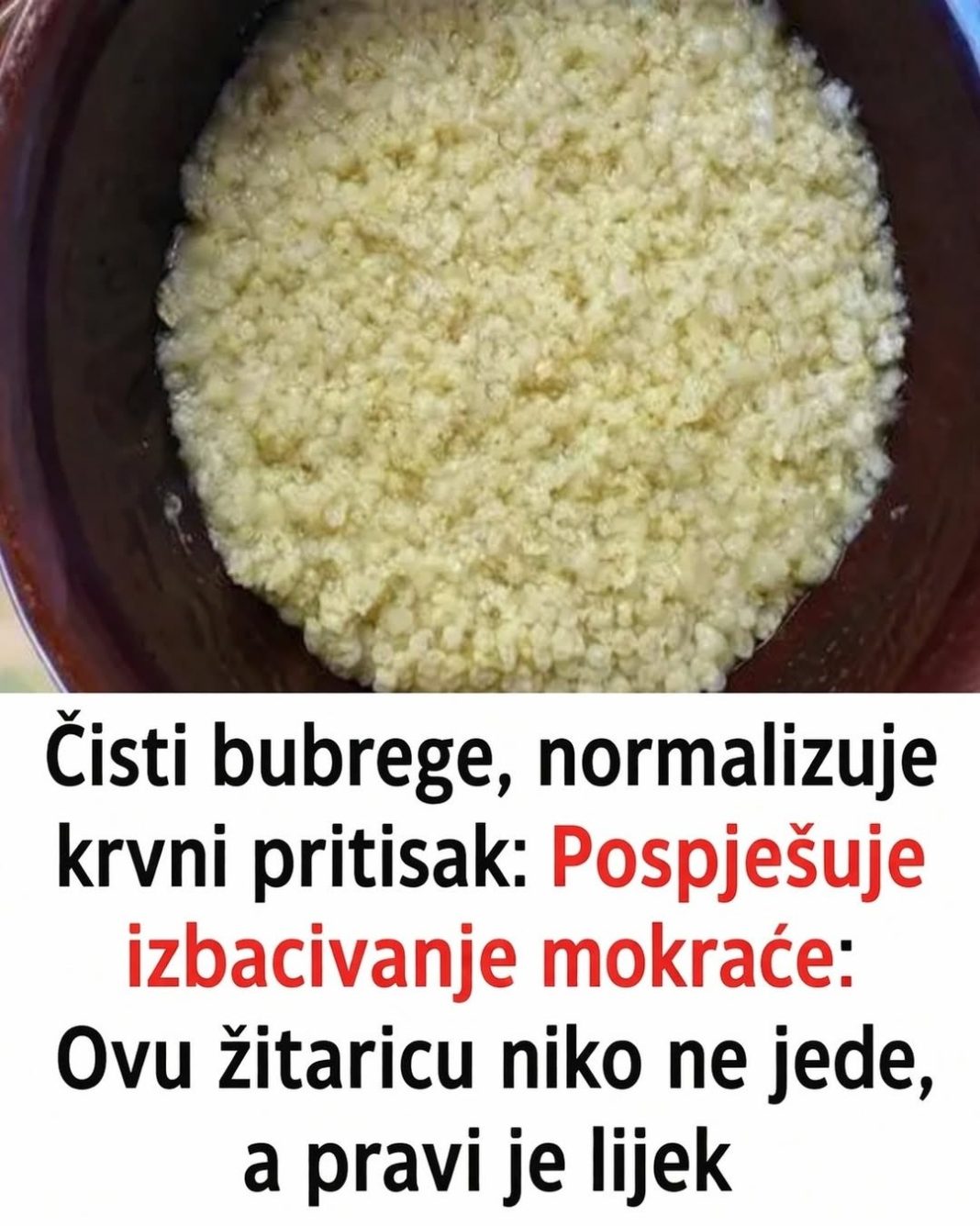Čisti bubrege, normalizuje krvni pritisak: Pospješuje izbacivanje mokraće: Ovu žitaricu niko ne jede, a pravi je lijek - featured image Čisti bubrege, normalizuje krvni pritisak: Pospješuje izbacivanje mokraće: Ovu žitaricu niko ne jede, a pravi je lijek - featured image