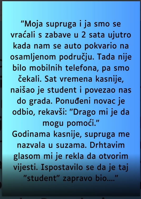 “Supruga i ja smo se vracali sa zabave u 2 ujutro i auto nam staje na osamljenom mjestu…” - featured image