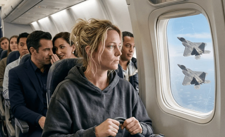 Smejali su se ženi u 22C — dok se dva lovca nisu poravnala sa njenim prozorom, a pilot izgovorio njeno ime tako da je ceo avion zaboravio kako se diše - featured image