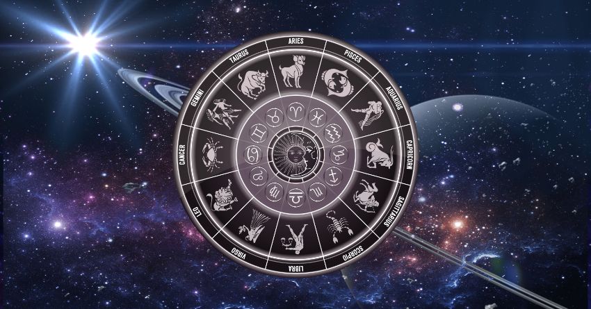 Weekend Horoscope for September 12-13: Karma Knows Exactly What You Deserve Glowing zodiac wheel with astrological symbols surrounded by stars and deep blue cosmic energy