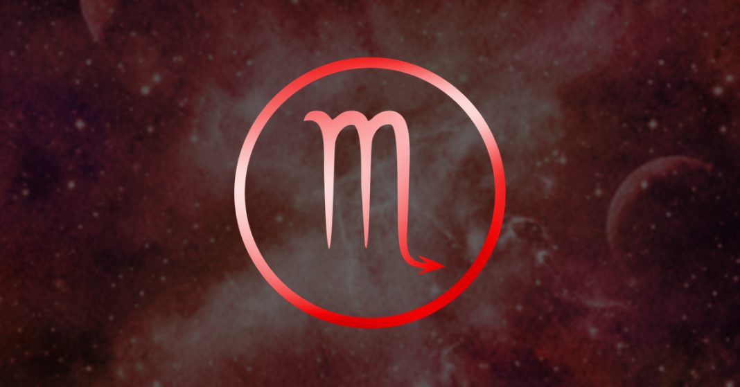 Scorpio zodiac sign and three tarot cards revealing love, money, and destiny